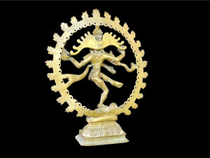 Antique midsized bronze Shiva Nataraj statue from southern India.  Cast from solid bronze, this is an older statue dating to at least the late 19th century. Height 24 cm