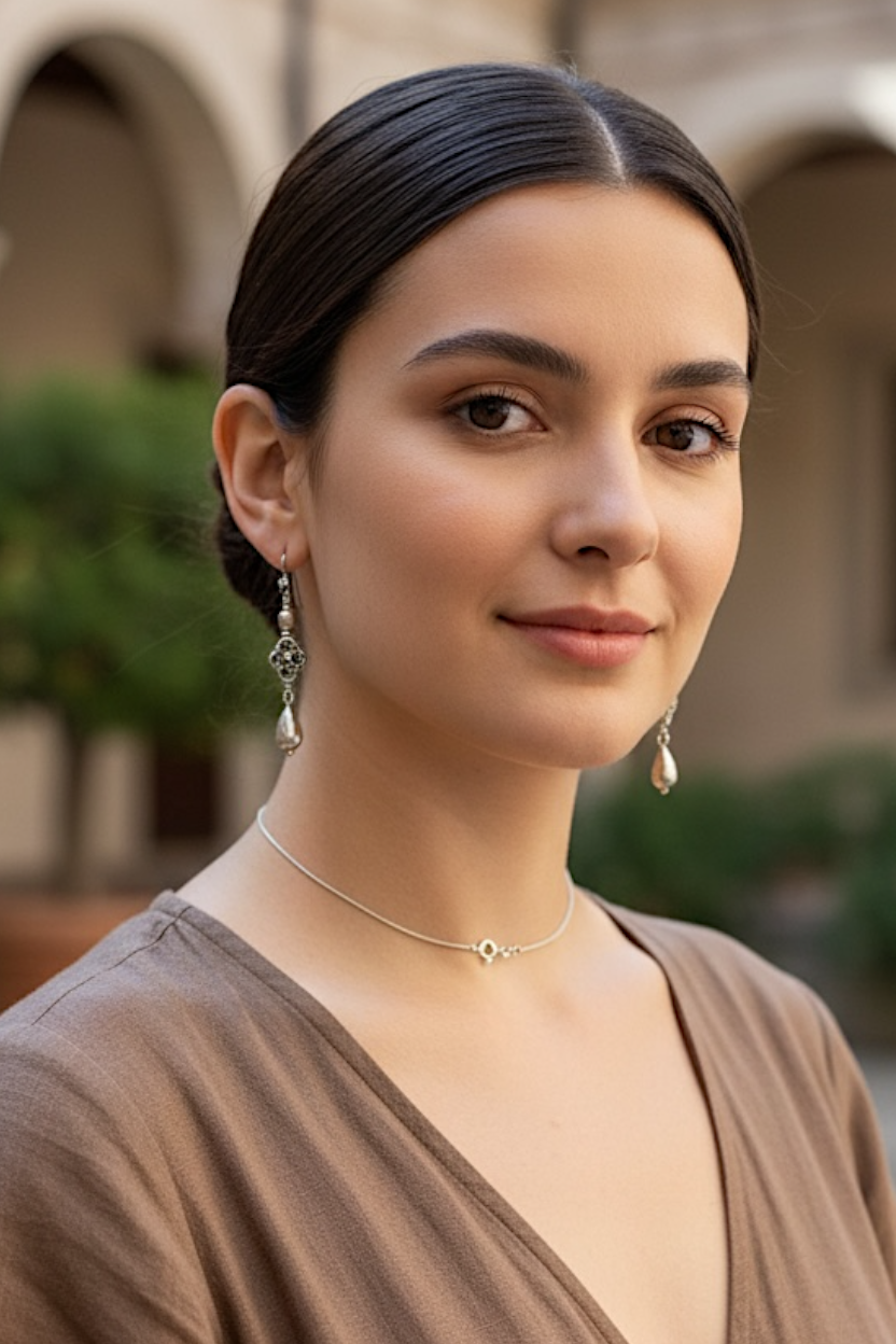 Lush baroque earrings are large in size but easy to wear. Sterling silver handmade beads, the centrepiece of which features gold look detailing in brass. Length including hook 6 cm