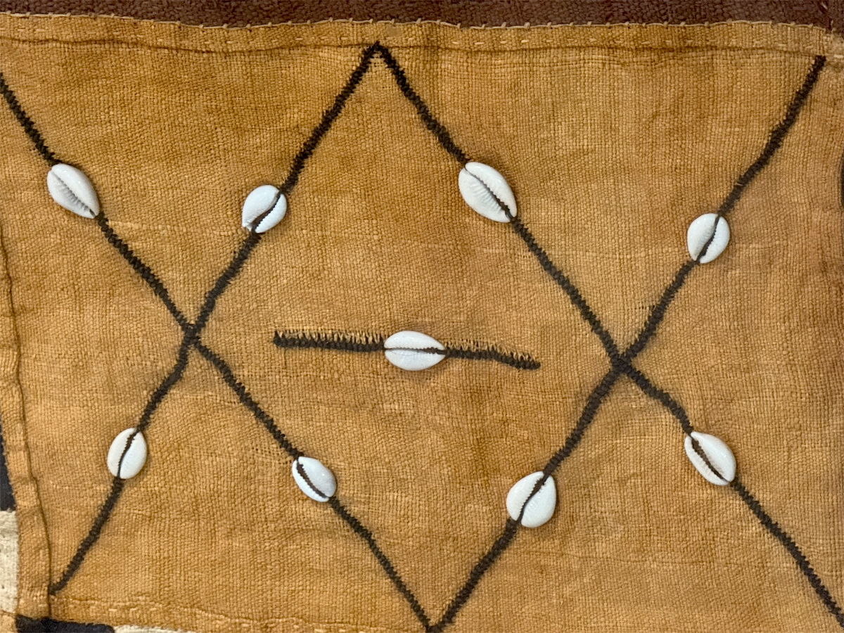 Vintage Kuba textile. Democratic Republic of the Congo. Mid 20th C. Professionally mounted in wood box frame. Textile: 122 x 66 cm, Box: 140 x 87 x 6 cm