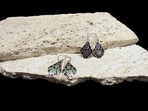 Enamel & sterling silver dangle earrings. Lightweight to wear and very elegant. Length 3.6 cm including hook