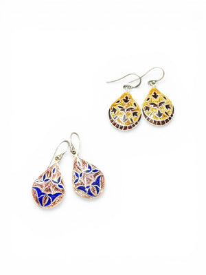 Enamel & sterling silver dangle earrings. Lightweight to wear and very elegant. Length 3.7 cm including hook