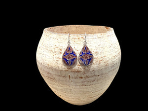 Enamel & sterling silver dangle earrings. Lightweight to wear and very elegant. Length 3.7 cm including hook