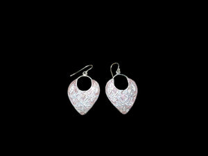 Large pink enamel & sterling silver dangle earrings. Lightweight to wear. Length 4.8 cm including hook