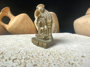 Miniature Jain Mahaveer Buddha. Exquisite, finely detailed casting. From southern India. Measurements: height 4 cm, width 3 cm