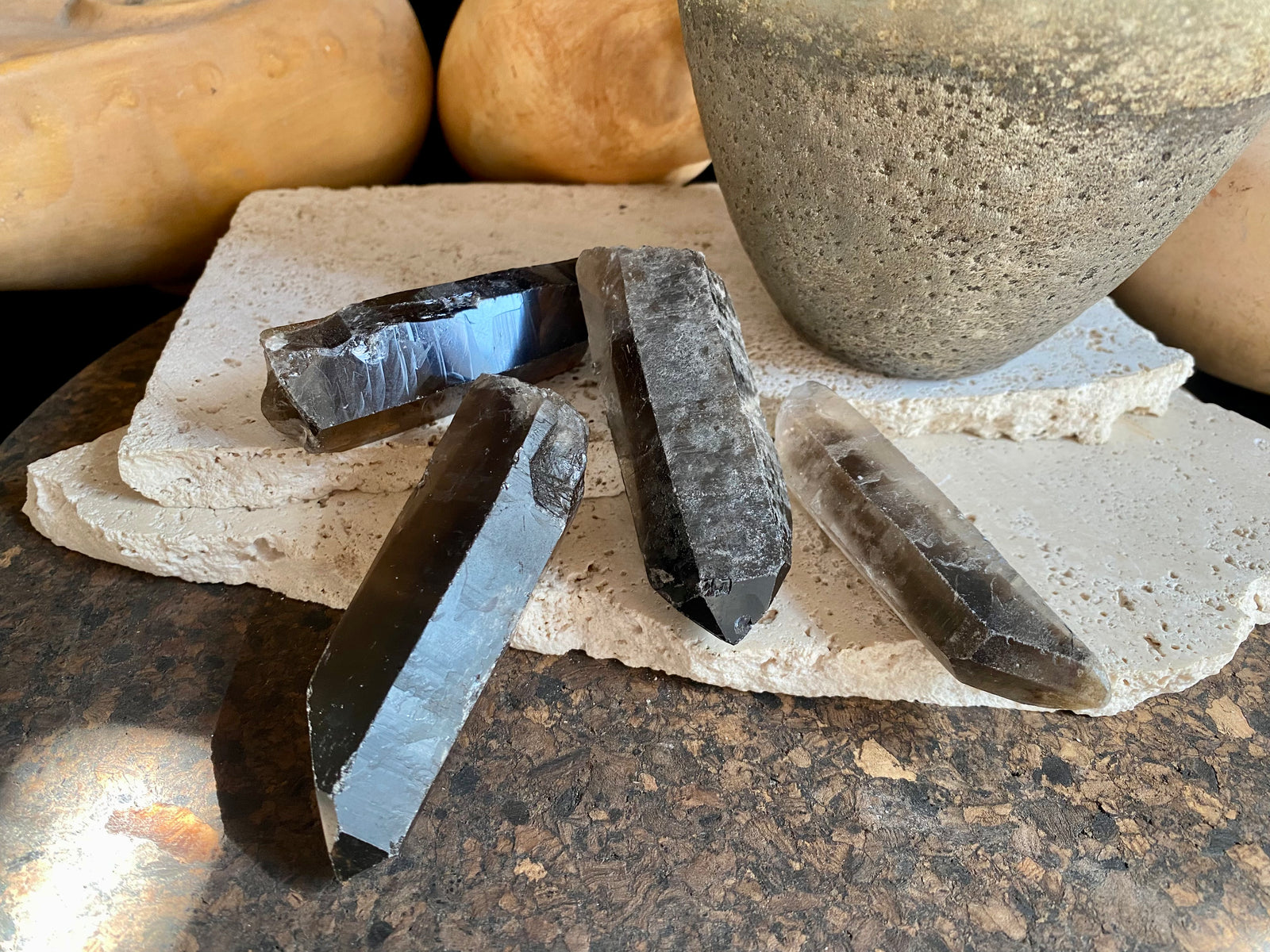 Natural smokey quartz crystal points.  Measurements: our crystals are approximately 8 cm in  length