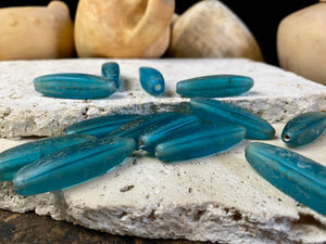 Naga Blue Glass Bugle Beads