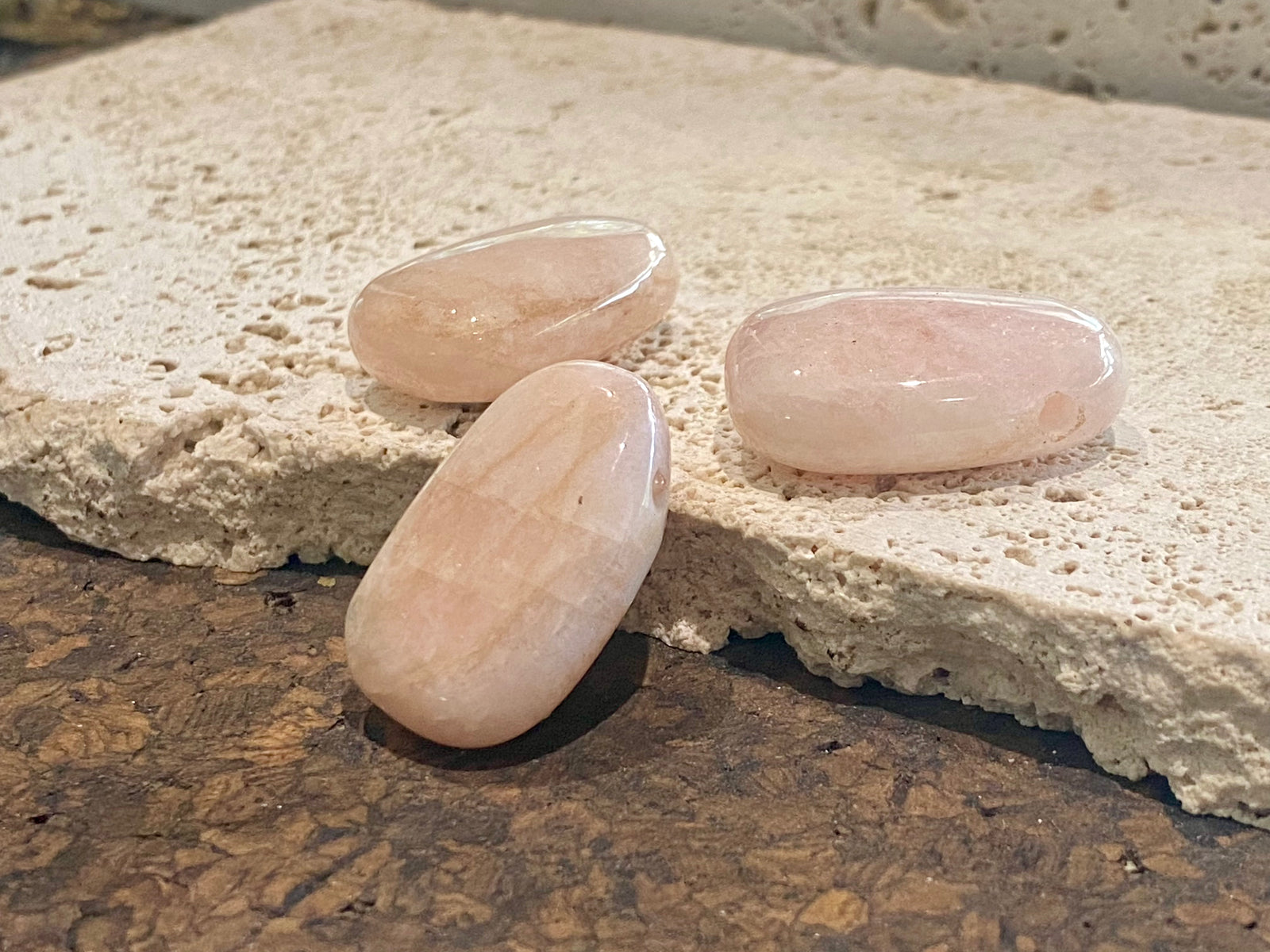 Simple organic pendants carved from single morganite crystals. Drilled through at the top for the placement of a chain or cord.  Suitable as men or women's pendants.  Approximate height 3 cm x width 2 cm
