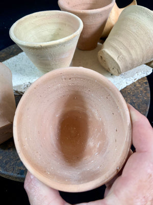 Traditional Indian chai cups made from unglazed terracotta, called a Kullad. As well as tea cups, they make beautiful offering bowls, are perfect for holding incense sticks or tea lights. They can also be used as small decorative pots for plants. Set of ten, priced at $3 per cup. Height 6.5 cm height