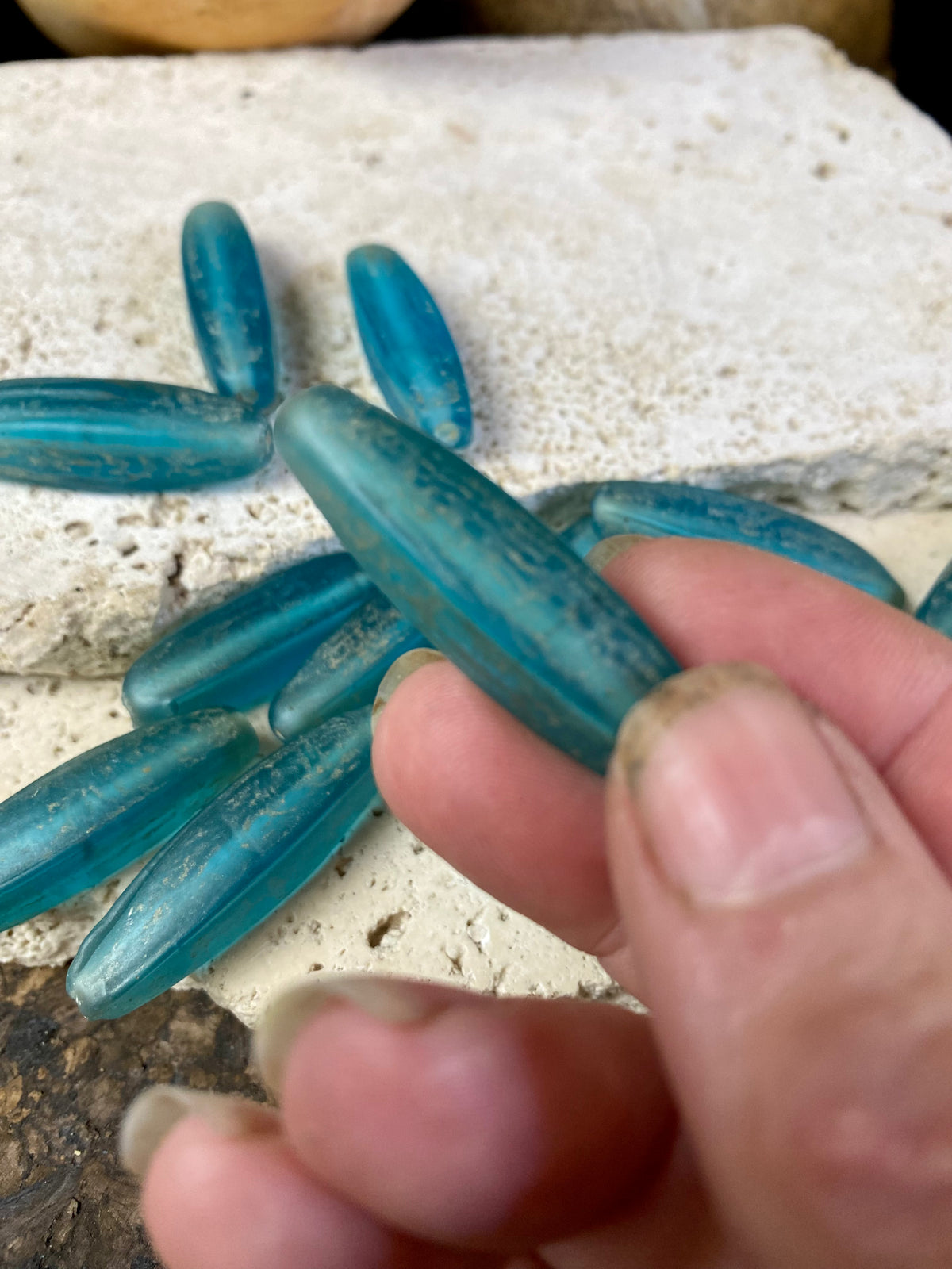 Naga Blue Glass Bugle Beads