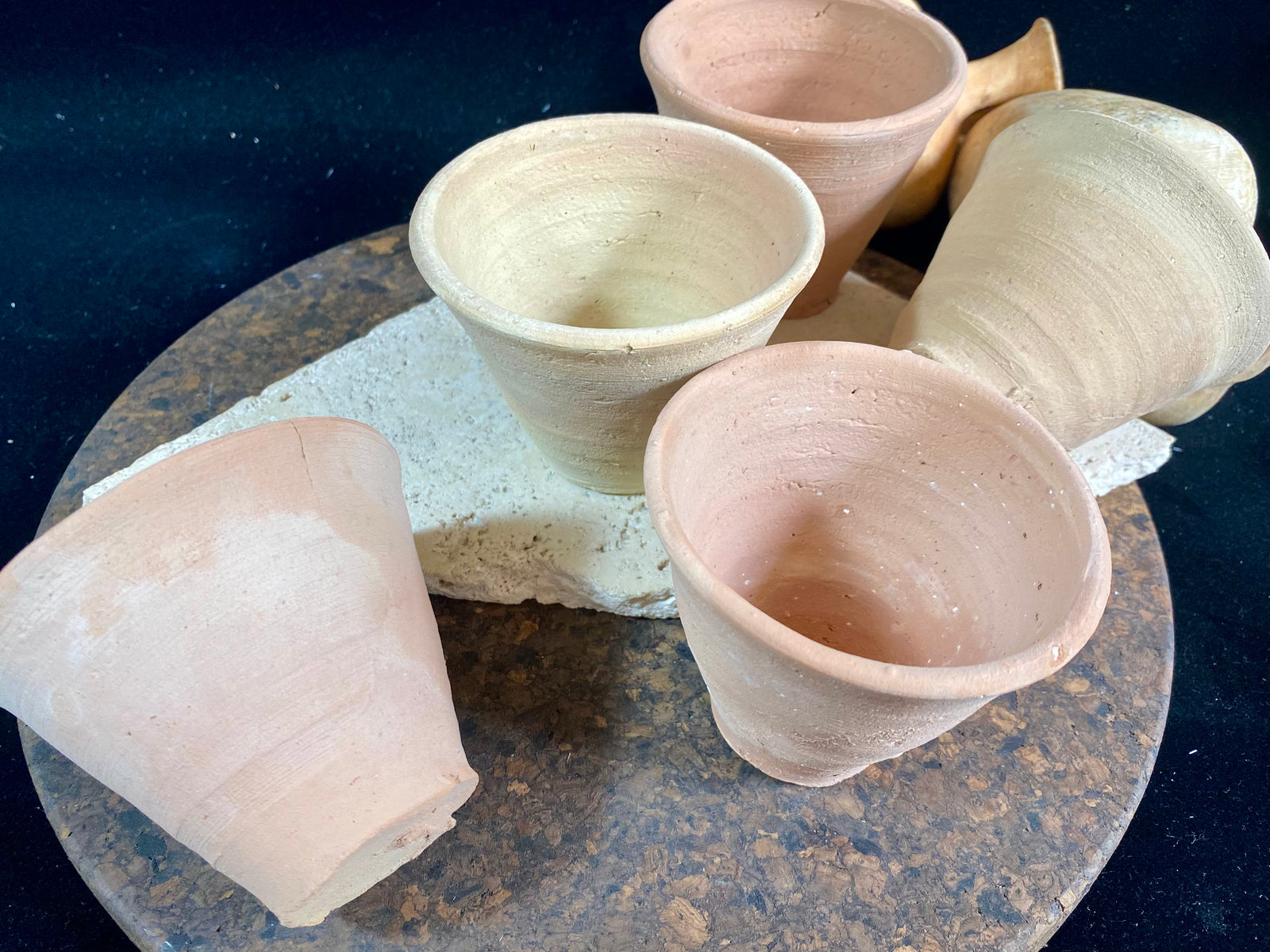 Traditional Indian chai cups made from unglazed terracotta, called a Kullad. As well as tea cups, they make beautiful offering bowls, are perfect for holding incense sticks or tea lights. They can also be used as small decorative pots for plants. Set of ten, priced at $3 per cup. Height 6.5 cm height