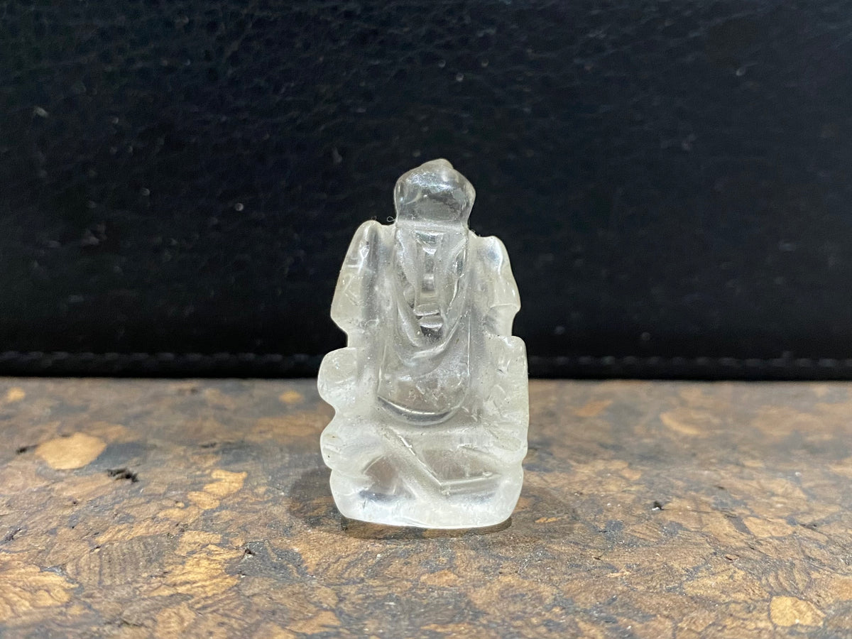 Hand carved from luminous gemstone, these are the perfect small Ganesh statue for travelling, if you're short on space or like to keep Ganesh with you at all times. Select the one you like best from the drop down menu. Range in size from 2.5 - 3 cm