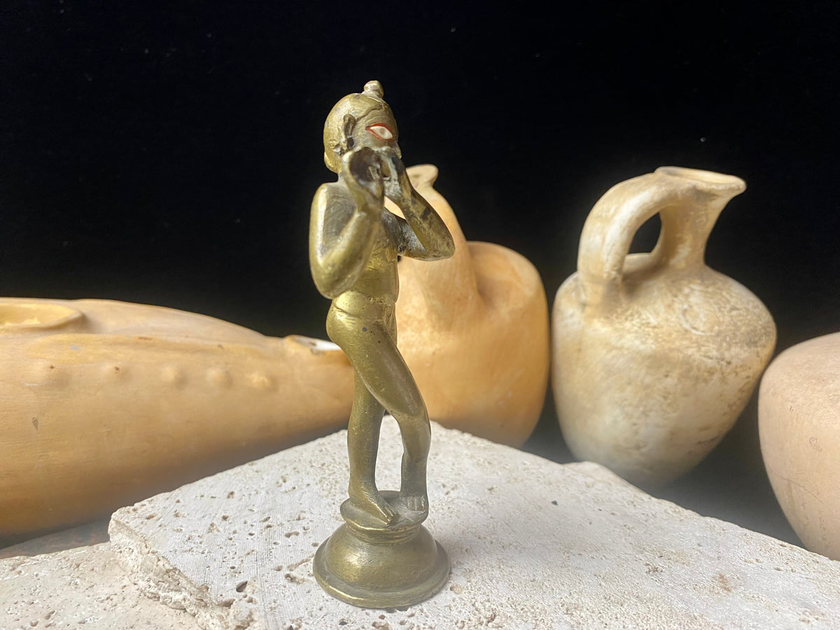 Vintage Brass Krishna Statue