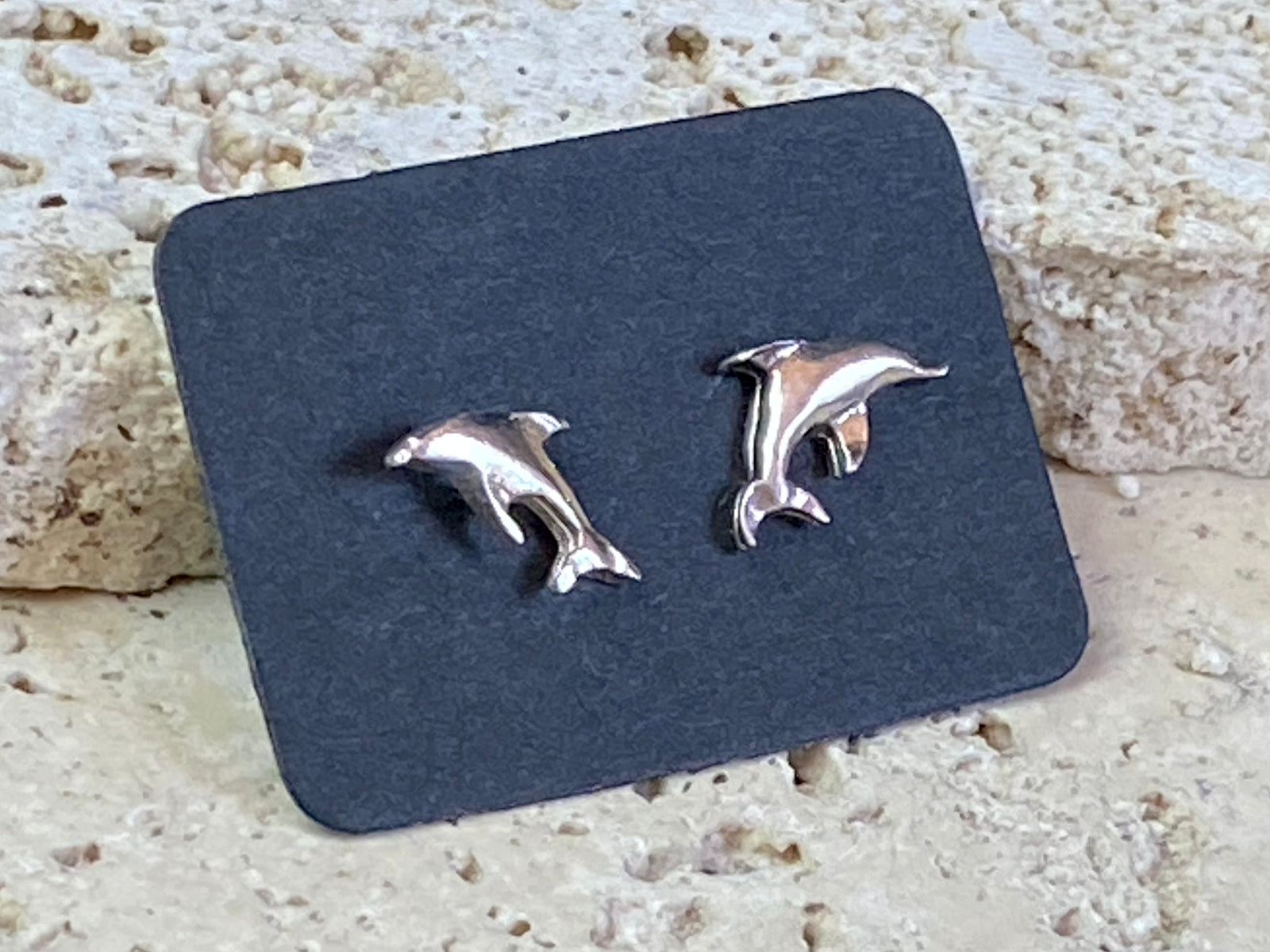 Dolphin studs, sterling silver