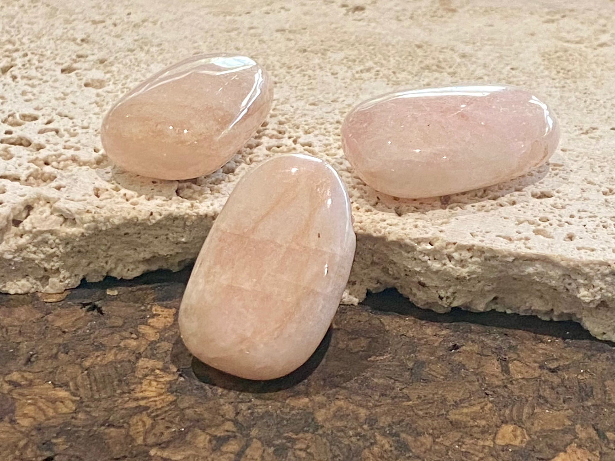 Simple organic pendants carved from single morganite crystals. Drilled through at the top for the placement of a chain or cord.  Suitable as men or women's pendants.  Approximate height 3 cm x width 2 cm