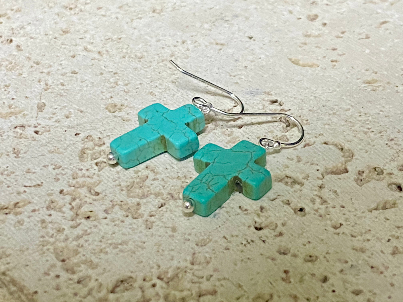Blue Cross Silver Earrings