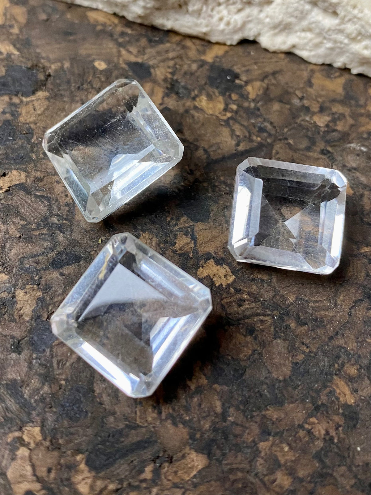 Natural rock crystals facet cut into gems of the highest quality and clarity. Approximately 1.5 - 2.5 cm length