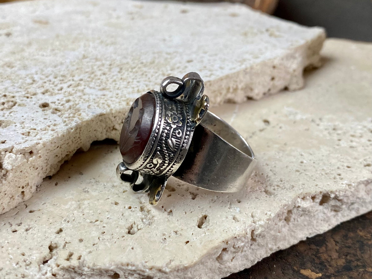 Afghani Carnelian Silver Ring