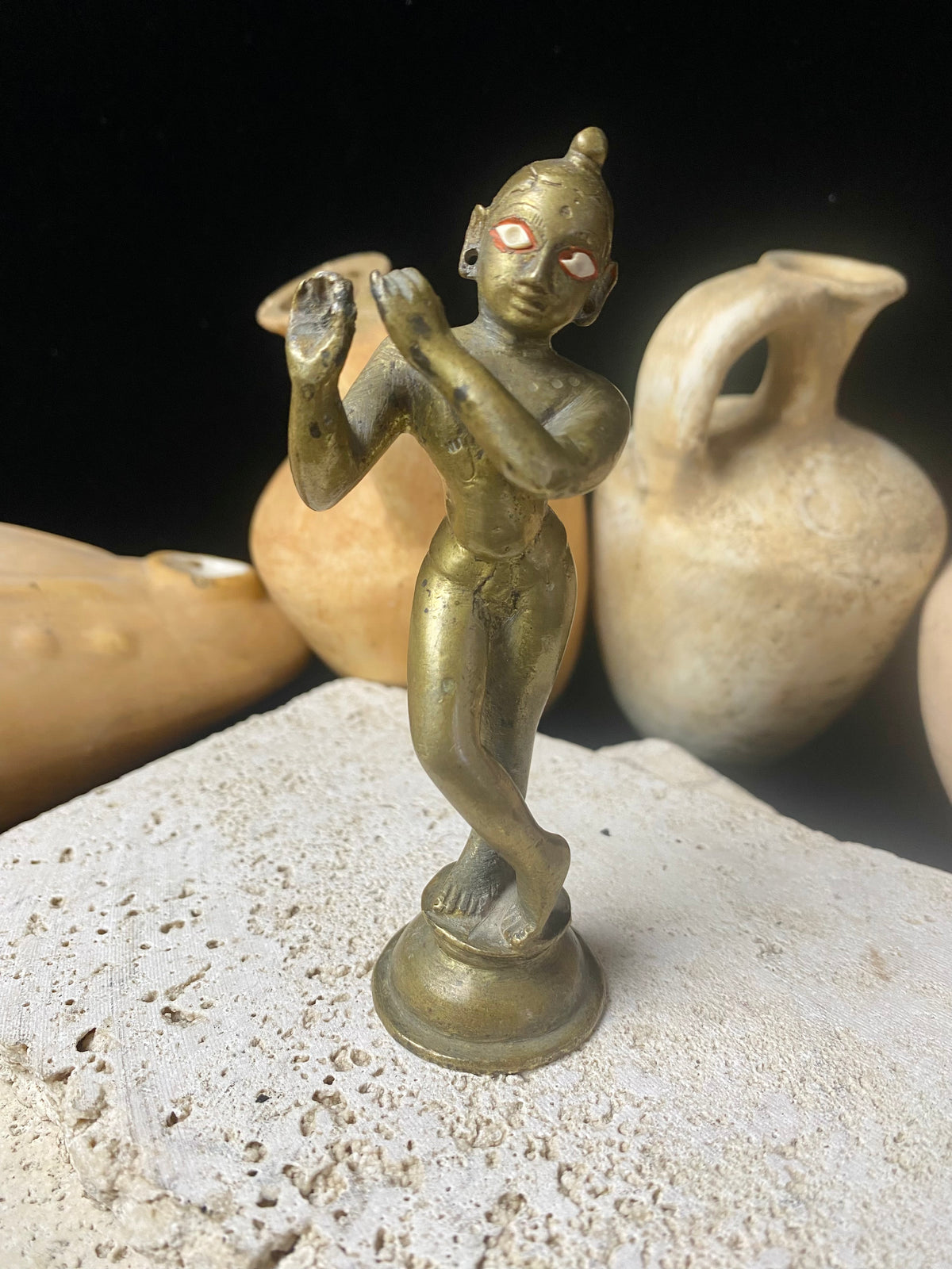 Vintage Brass Krishna Statue