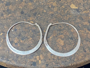 Hand made tribal sterling silver hoop earrings with wrapped silver wire detailing. 4.5 cm diameter