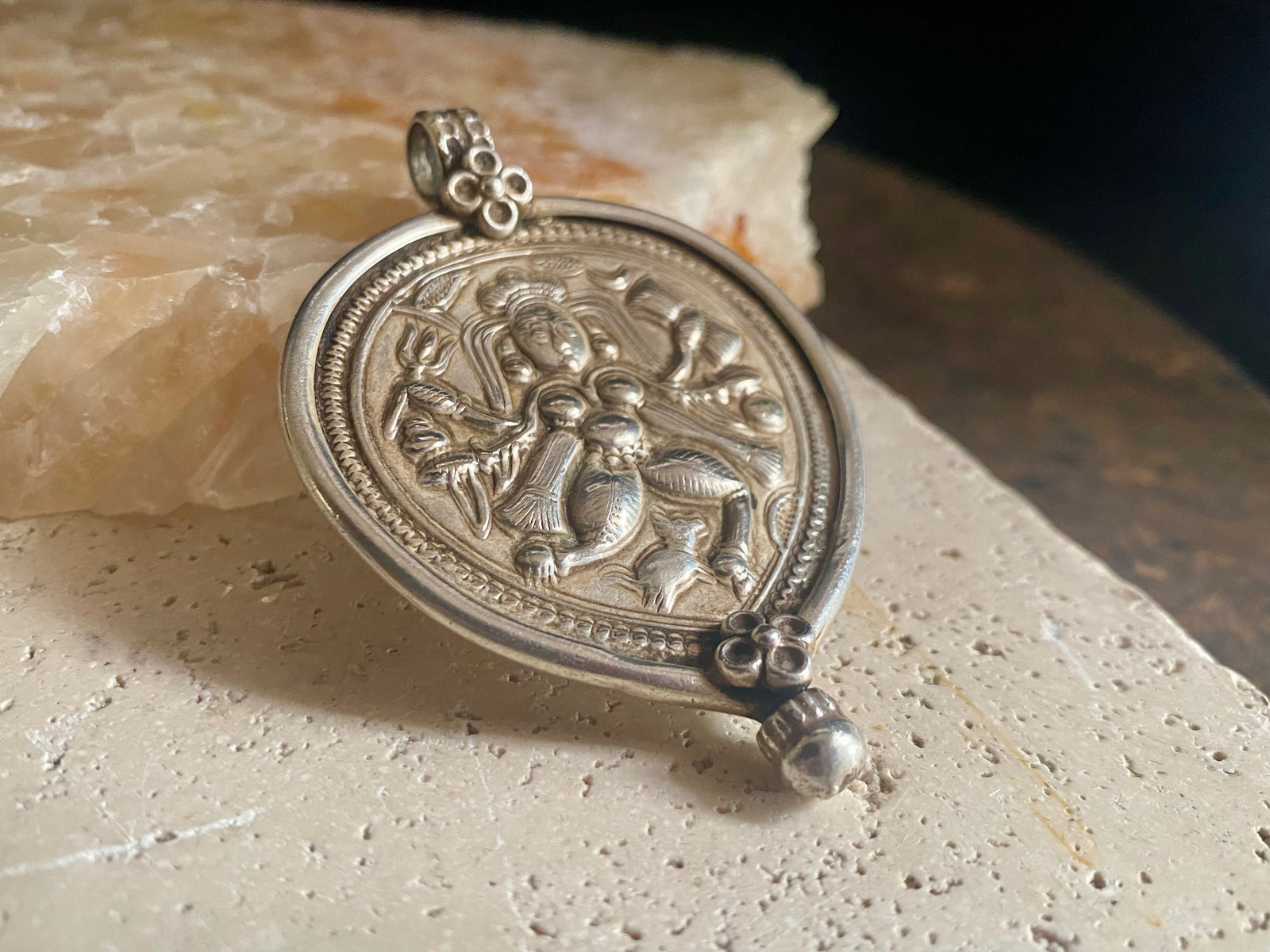 Large Antique Silver Kali Amulet Pendant