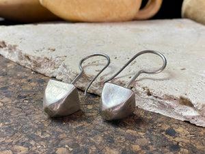 Rabari tribal earrings. High grade silver. Hollow construction, lightweight and easy to wear. Mid 20th century, India