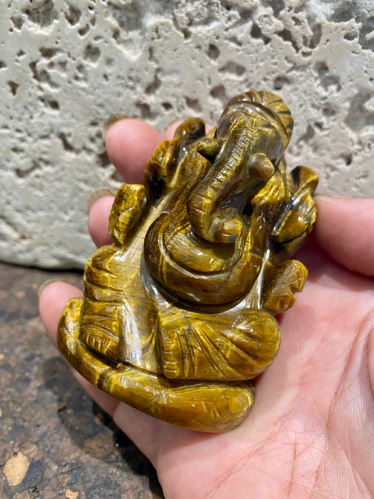Tigers Eye Ganesh Statue - Large