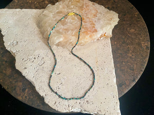 Natural chrysocolla bead necklace. Brass screw clasp. Length 37 cm