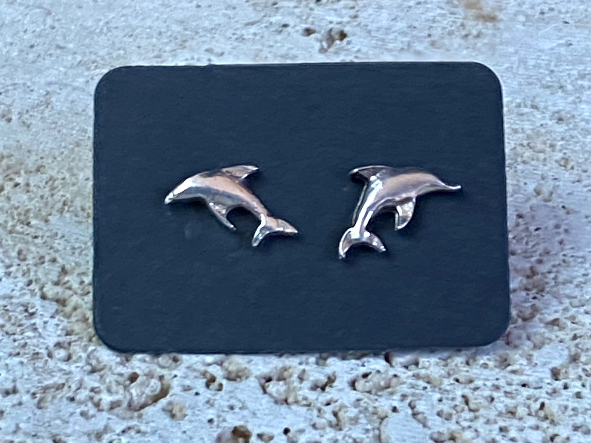 Dolphin studs, sterling silver