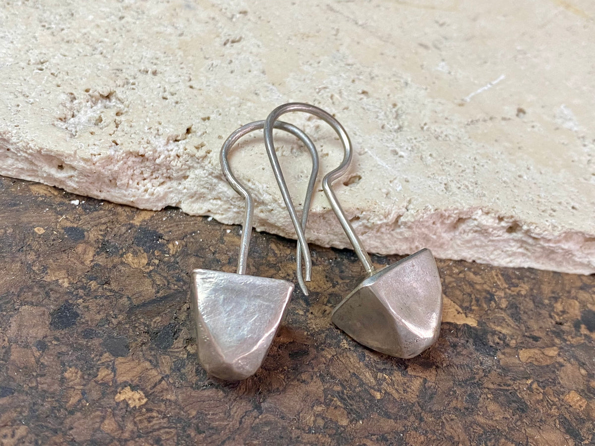 Rabari tribal earrings. High grade silver. Hollow construction, lightweight and easy to wear. Mid 20th century, India