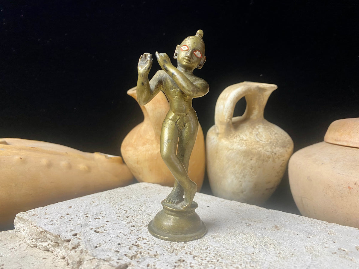 Vintage Brass Krishna Statue