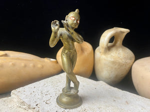 Vintage Brass Krishna Statue