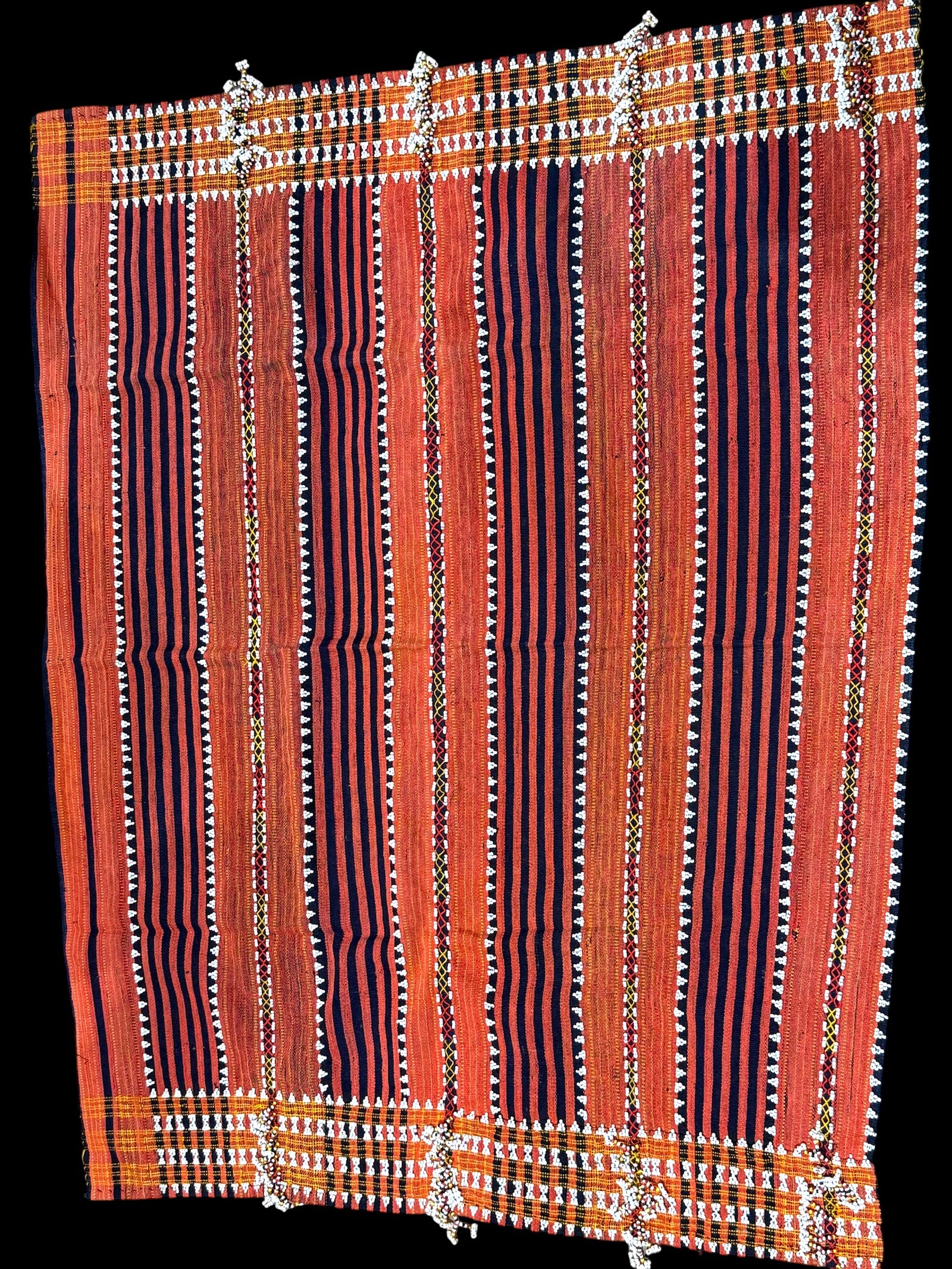 Rare vintage backstrap woven and beaded ceremonial wrap skirt, Gaddang (Ga'dang) people, Cordillera region, Philippines. Late 20th century. 79 cm x 59 cm
