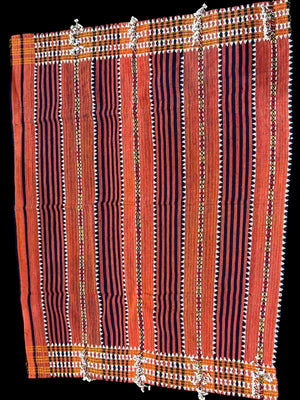 Rare vintage backstrap woven and beaded ceremonial wrap skirt, Gaddang (Ga'dang) people, Cordillera region, Philippines. Late 20th century. 79 cm x 59 cm
