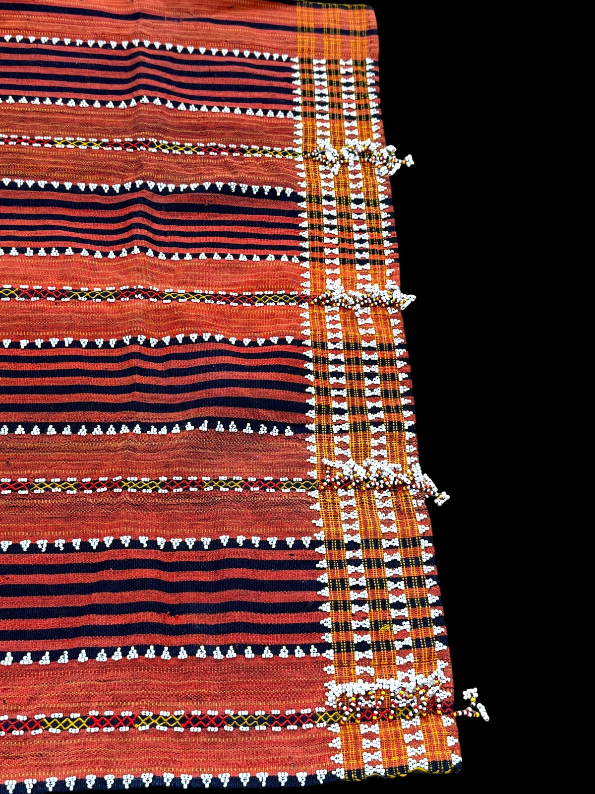 Rare vintage backstrap woven and beaded ceremonial wrap skirt, Gaddang (Ga'dang) people, Cordillera region, Philippines. Late 20th century. 79 cm x 59 cm
