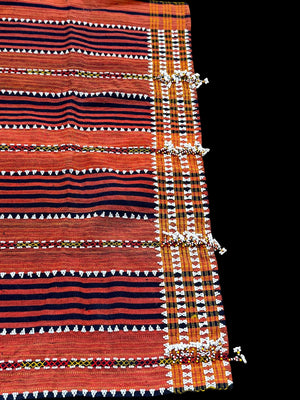 Rare vintage backstrap woven and beaded ceremonial wrap skirt, Gaddang (Ga'dang) people, Cordillera region, Philippines. Late 20th century. 79 cm x 59 cm

