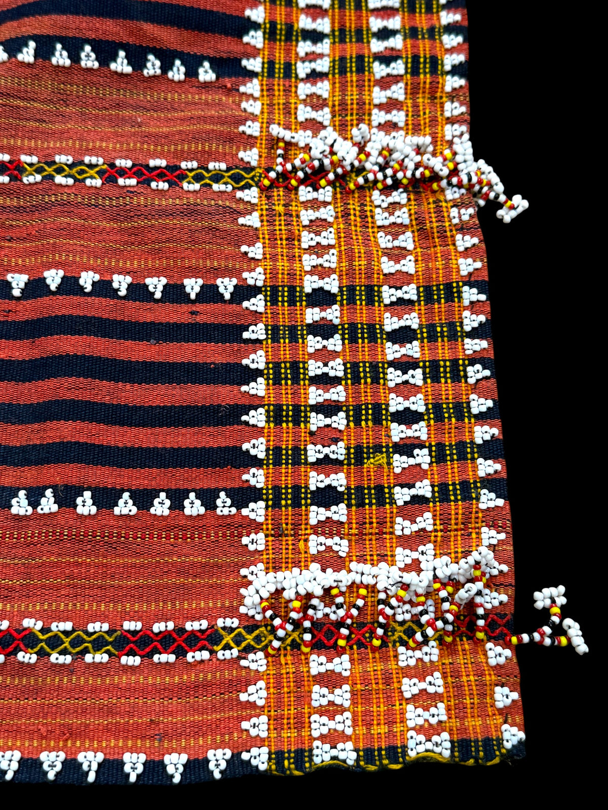 Rare vintage backstrap woven and beaded ceremonial wrap skirt, Gaddang (Ga'dang) people, Cordillera region, Philippines. Late 20th century. 79 cm x 59 cm
