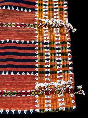 Rare vintage backstrap woven and beaded ceremonial wrap skirt, Gaddang (Ga'dang) people, Cordillera region, Philippines. Late 20th century. 79 cm x 59 cm
