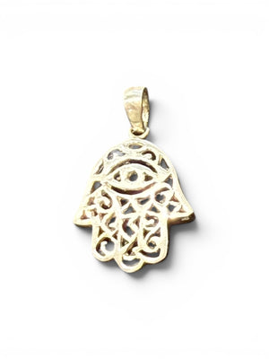 Sterling silver Hamsa pendant with eye. Height 3 cm including bail