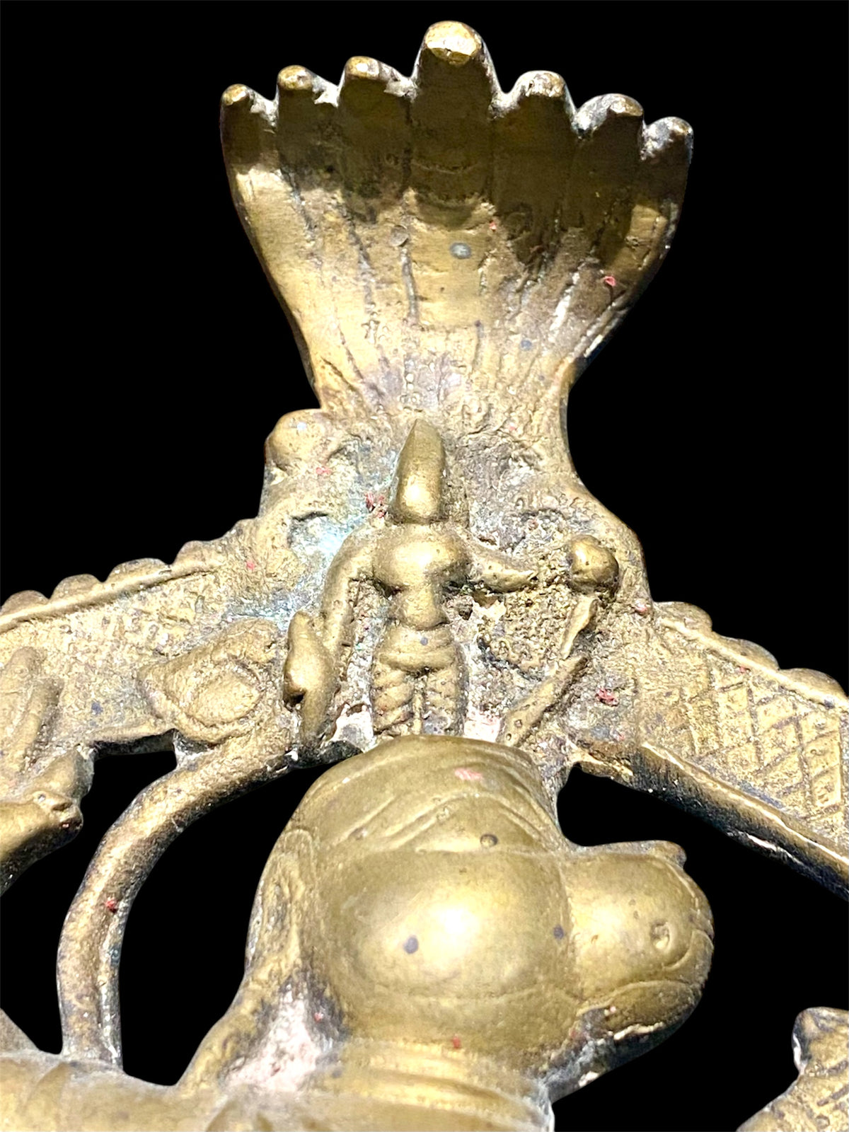 Very large and rare Hanuman pectoral plaque, worn by Hanuman devotees in the south of India. Early 20th century, height 19 cm, width 16.5 cm
