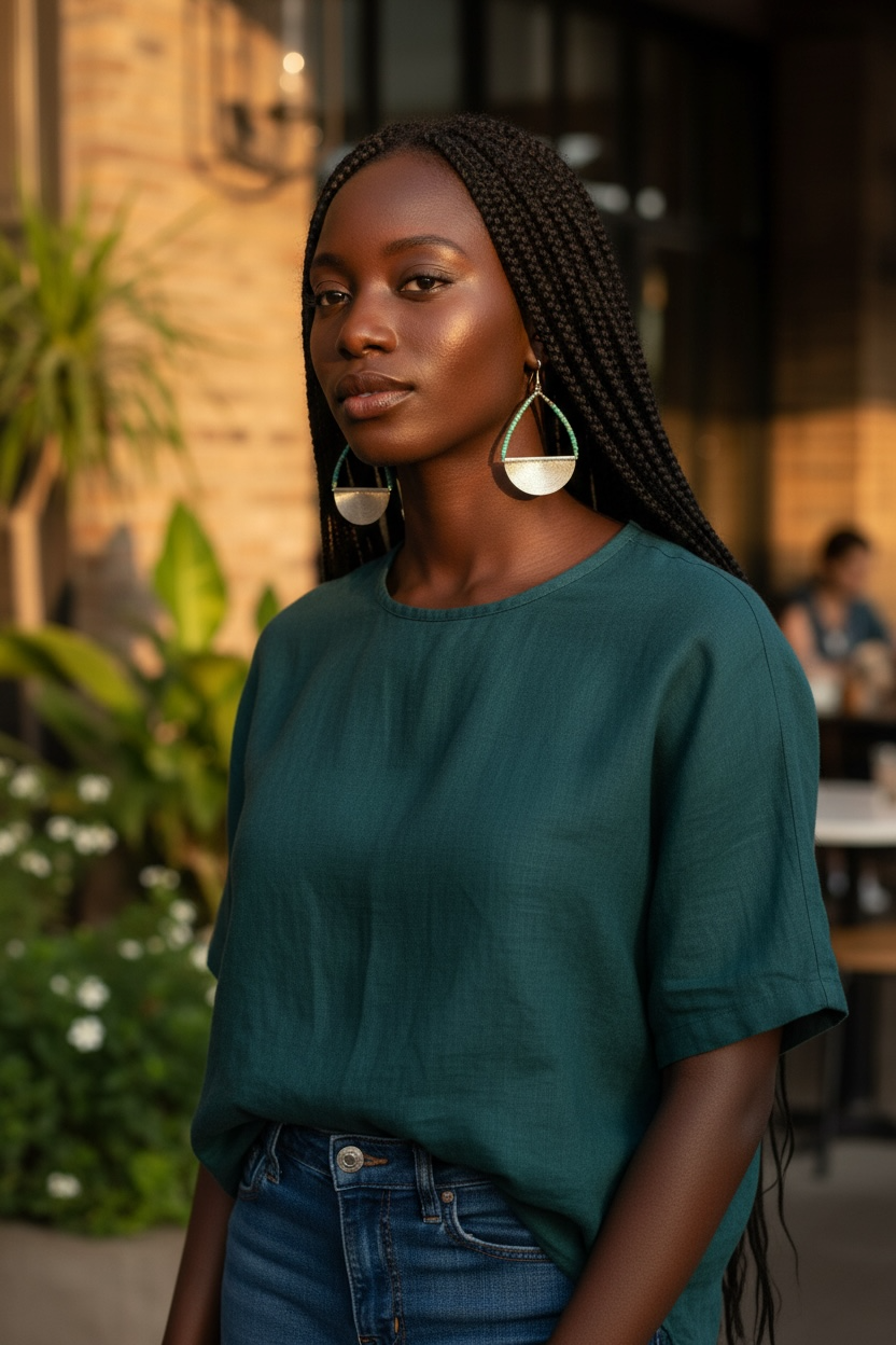 Heshi-cut Hubei turquoise and vintage silver. Sterling silver hooks. Our statement earrings are tribally inspired and very different. Length 8.5 cm, width 5 cm