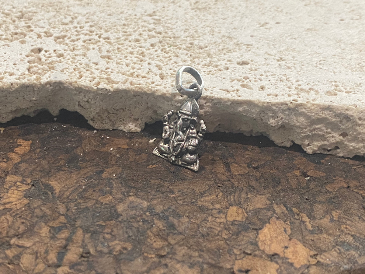 Small Seated Silver Ganesh Pendant