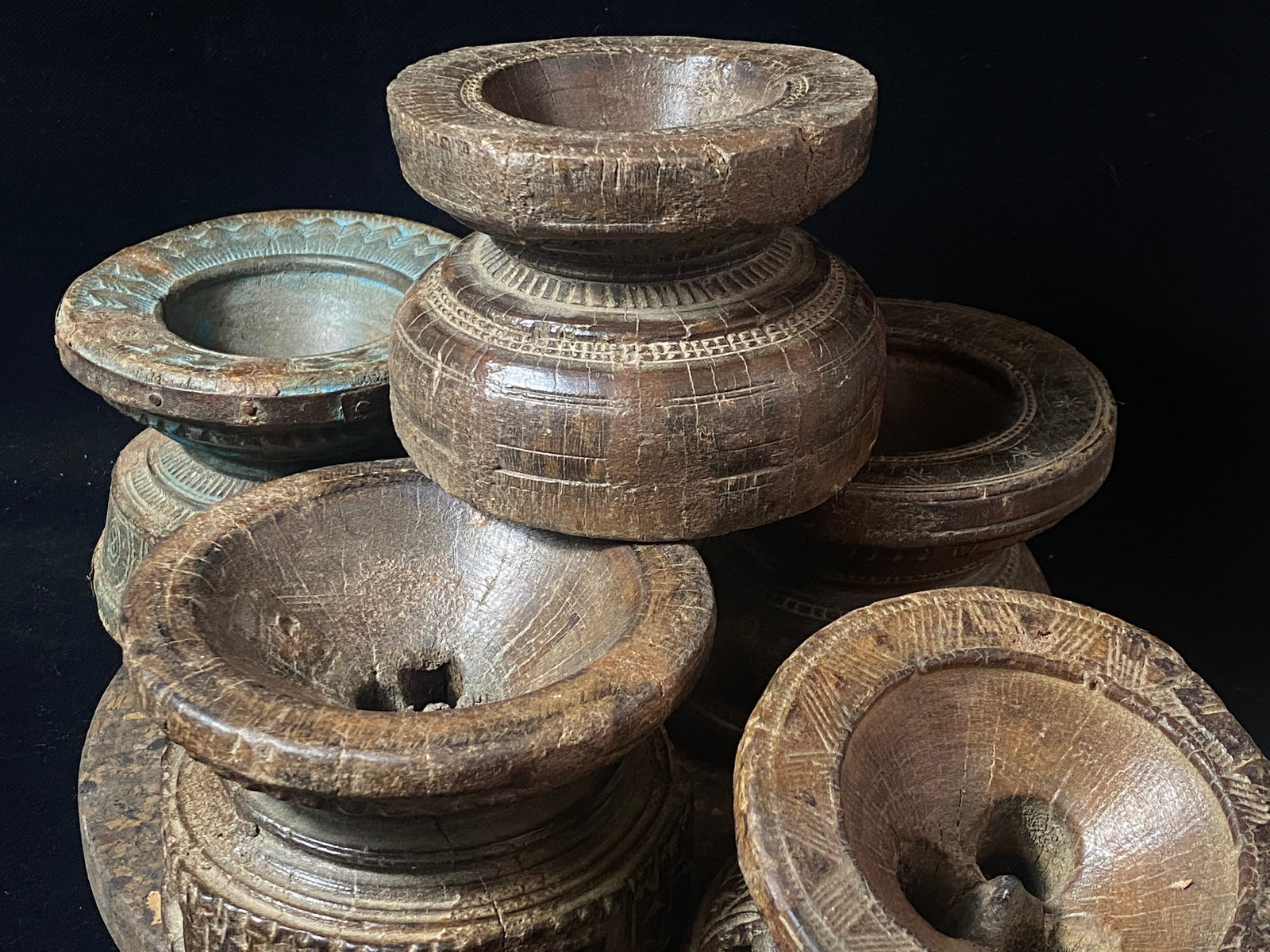 Antique Carved Wood Seeders As Candlesticks