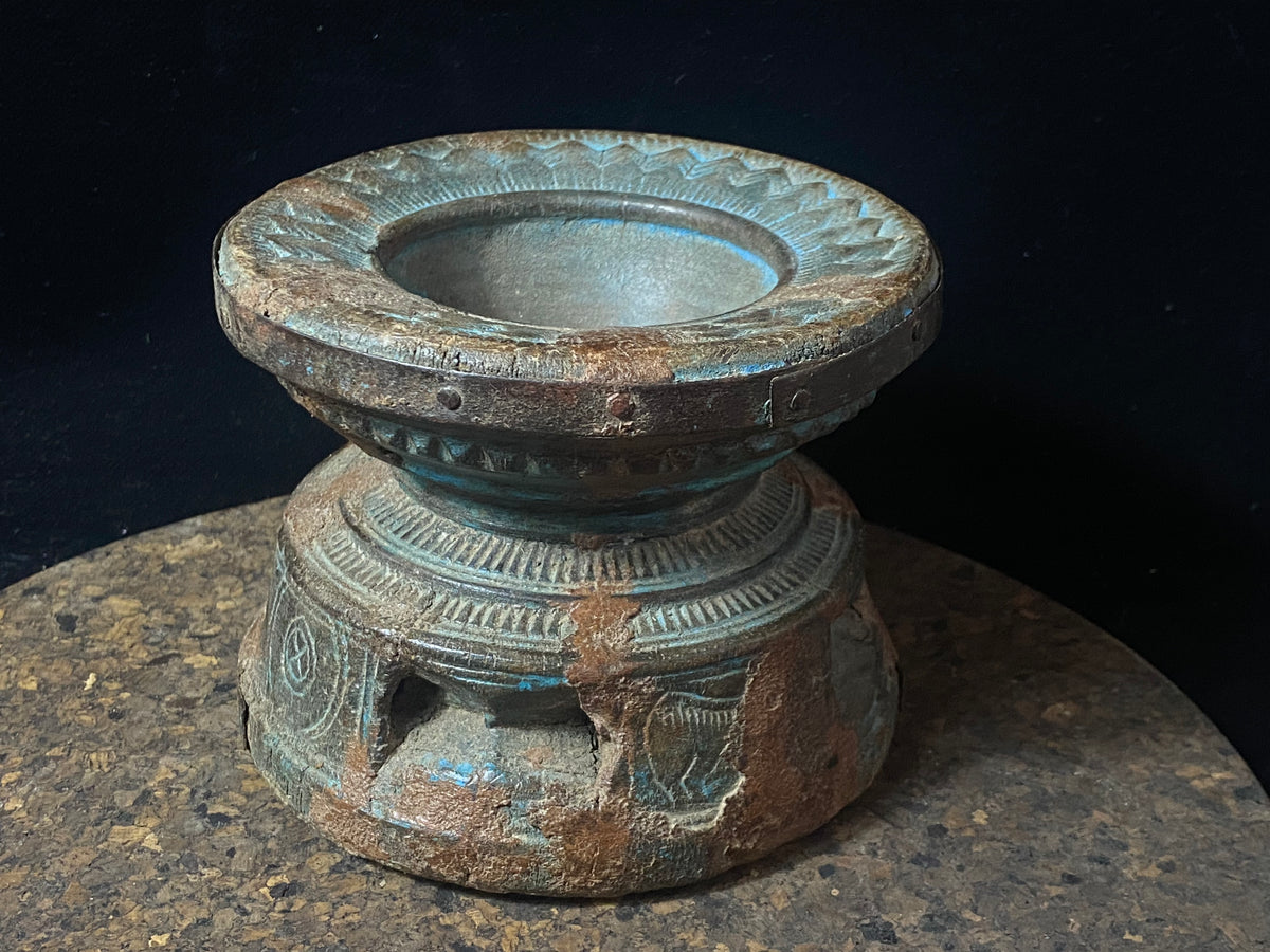 Antique Carved Wood Seeders As Candlesticks