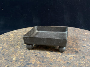 Black iron, footed candle trays