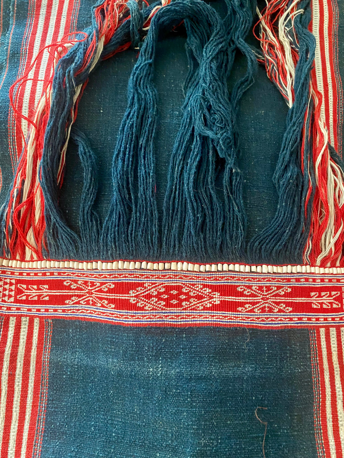 Vintage tribal Kotu handwoven long fabric in Quang Nam shops area,central of Vietnam