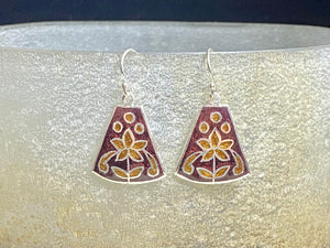 Sterling silver and enamel earrings. Height with hook 3 cm