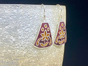 Sterling silver and enamel earrings. Height with hook 3 cm