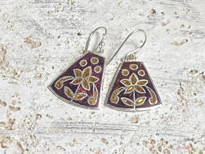 Sterling silver and enamel earrings. Height with hook 3 cm