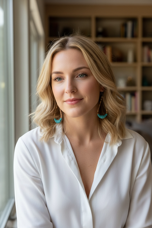 Long and beautiful graduated natural Arizonian turquoise with rondel cut jasper beads. The earrings are finished with sterling silver. Length 9 cm