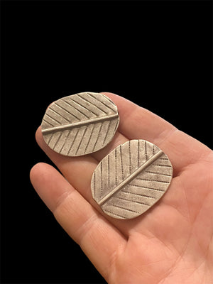 Big handmade leaf beads or pendants. Karen hill tribe silver, 95% pure. Length 4 cm